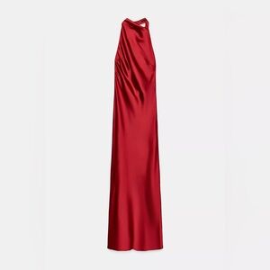 ZARA SATIN EFFECT HALTER MIDI DRESS